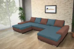 Wixy U Form toszkán vörös és szürkés kadét ágyazható ülőgarnitúra