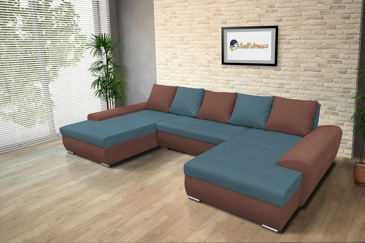 Wixy U Form toszkán vörös és szürkés kadét ágyazható ülőgarnitúra