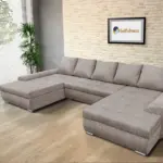 Wixy U Form világos barna zsákszövet ágyazható ülőgarnitúra