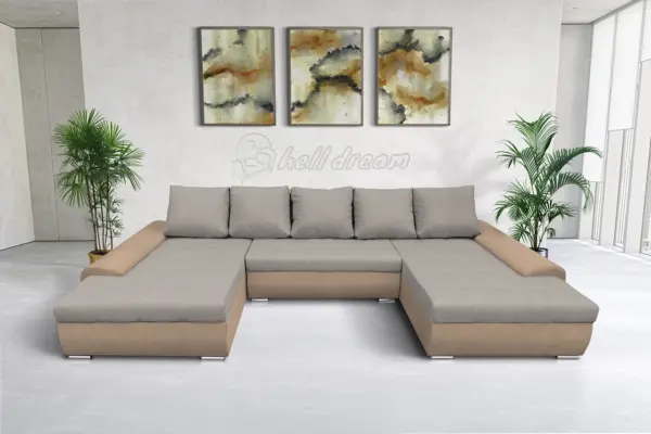 Wixy u form világos fahéj és ezüst serlegszürke ágyazható ülőgarnitúra csábító 2 méretben - image 2