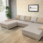 Wixy U Form világos fahéj és ezüst serlegszürke ágyazható ülőgarnitúra