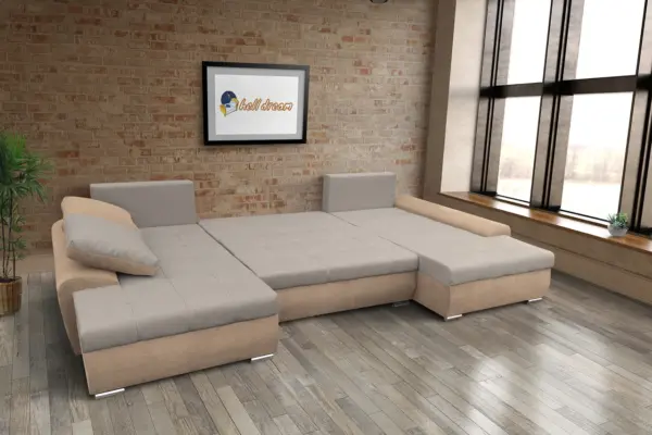 Wixy u form világos fahéj és ezüst serlegszürke ágyazható ülőgarnitúra csábító 2 méretben - image 3