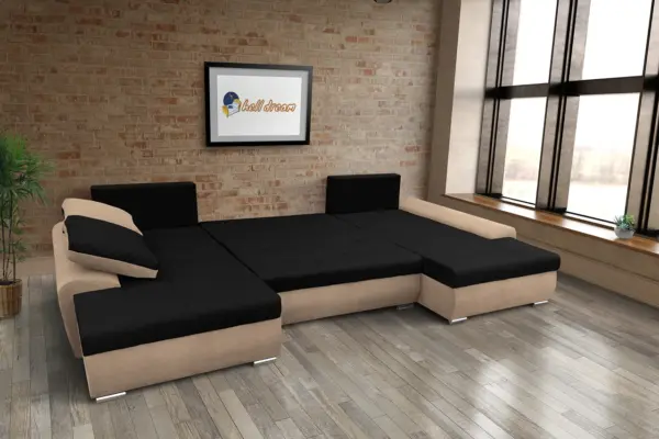 Wixy u form világos fahéj és fekete ágyazható ülőgarnitúra csábító 2 méretben - image 3