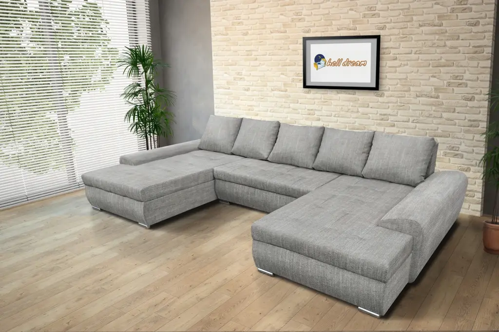 Wixy u form világos szürke zsákszövet ágyazható ülőgarnitúra