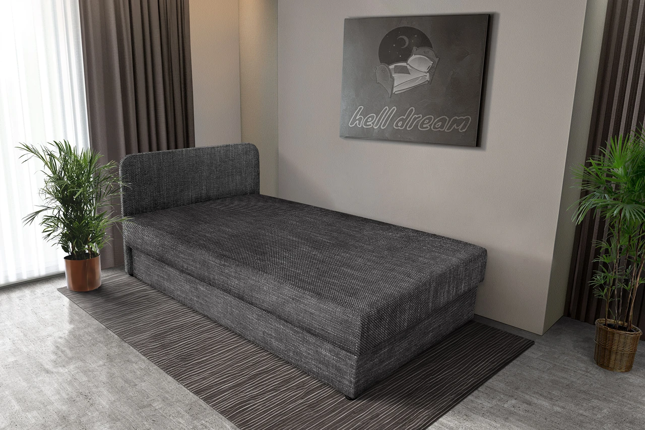 Zoé hagyományos ágyneműtartós heverő sötét szürke zsákszövet