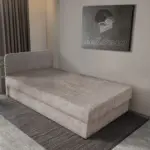 Zoé hagyományos ágyneműtartós heverő világos barna zsákszövet