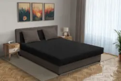 Zsanett franciaágy mély földszürke és fekete