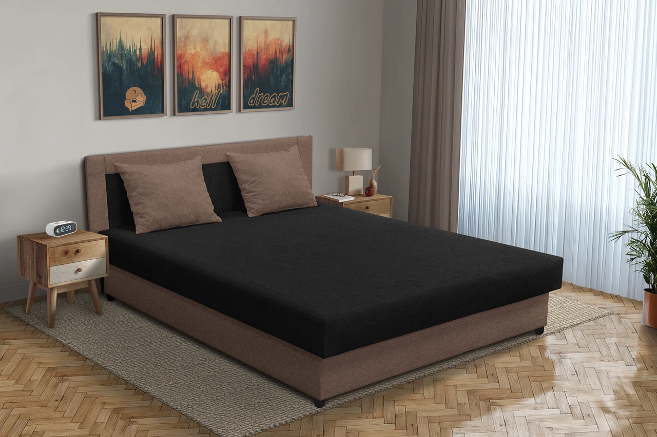 Zsanett franciaágy pasztell taupe és fekete