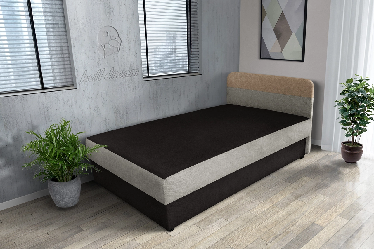 Kamilla fekete és ezüst serlegszürke ágyneműtartós heverő