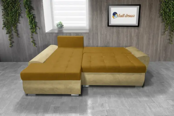 Wixy gold ágyazható ülőgarnitúra sötét sivatagsárga és őszarany - zseniális 13 cm-es rugóval - image 3