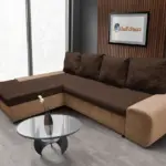 Wixy Silver L alakú sarokkanapé ágyazható halvány taupe és kóla színben