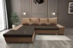 Wixy Silver L alakú sarokkanapé ágyazható halvány taupe és mély mályvabarna színben csábító 2 méretben - Image 2