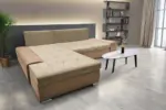 Wixy Silver L alakú sarokkanapé ágyazható halvány taupe és szafarisárga színben csábító 2 méretben - Image 3