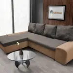 Wixy Silver L alakú sarokkanapé ágyazható halvány taupe és taupe szürke színben