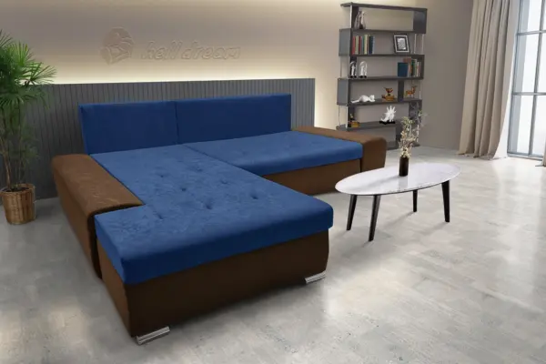 Wixy silver l alakú sarokkanapé ágyazható havannabarna és mély búzavirágkék színben csábító 2 méretben - image 3