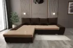 Wixy Silver L alakú sarokkanapé ágyazható kóla és halvány taupe színben csábító 2 méretben - Image 2