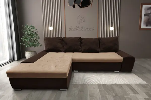 Wixy silver l alakú sarokkanapé ágyazható kóla és halvány taupe színben csábító 2 méretben - image 2