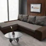 Wixy Silver L alakú sarokkanapé ágyazható kóla és taupe szürke színben