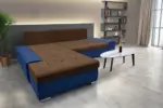Wixy Silver L alakú sarokkanapé ágyazható mély búzavirágkék és havannabarna színben csábító 2 méretben - Image 3