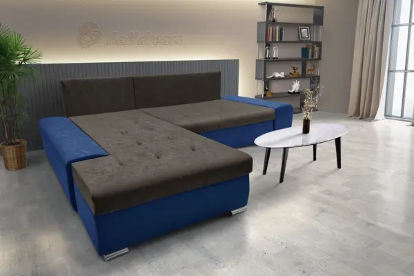 Wixy silver l alakú sarokkanapé ágyazható mély búzavirágkék és mély mályvabarna színben csábító 2 méretben - image 3