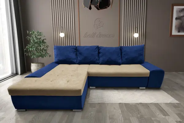 Wixy silver l alakú sarokkanapé ágyazható mély búzavirágkék és szafarisárga színben csábító 2 méretben - image 2