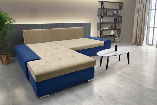 Wixy silver l alakú sarokkanapé ágyazható mély búzavirágkék és szafarisárga színben csábító 2 méretben - image 3