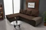 Wixy Silver L alakú sarokkanapé ágyazható mély mályvabarna és kóla színben
