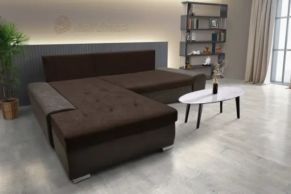 Wixy silver l alakú sarokkanapé ágyazható mély mályvabarna és kóla színben csábító 2 méretben - image 3