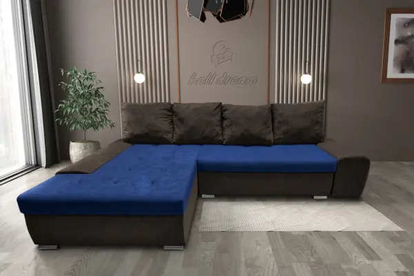 Wixy silver l alakú sarokkanapé ágyazható mély mályvabarna és mély búzavirágkék színben csábító 2 méretben - image 2