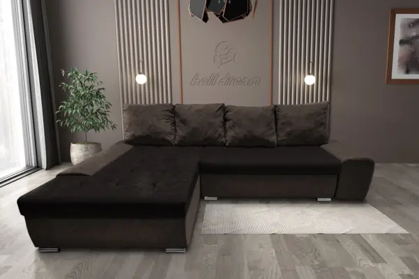 Wixy silver l alakú sarokkanapé ágyazható mély mályvabarna és sejtelmes fekete színben csábító 2 méretben - image 2