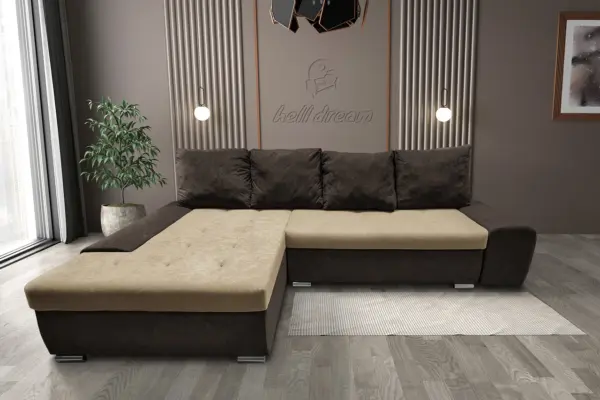 Wixy silver l alakú sarokkanapé ágyazható mély mályvabarna és szafarisárga színben csábító 2 méretben - image 2