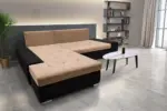 Wixy Silver L alakú sarokkanapé ágyazható sejtelmes fekete és halvány taupe színben csábító 2 méretben - Image 3