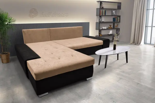 Wixy silver l alakú sarokkanapé ágyazható sejtelmes fekete és halvány taupe színben csábító 2 méretben - image 3