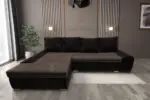 Wixy Silver L alakú sarokkanapé ágyazható sejtelmes fekete és mély mályvabarna színben