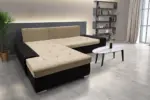 Wixy Silver L alakú sarokkanapé ágyazható sejtelmes fekete és szafarisárga színben csábító 2 méretben - Image 3