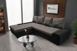 Wixy Silver L alakú sarokkanapé ágyazható sejtelmes fekete és taupe szürke színben