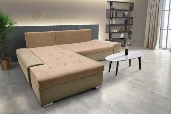 Wixy silver l alakú sarokkanapé ágyazható szafarisárga és halvány taupe színben csábító 2 méretben - image 3