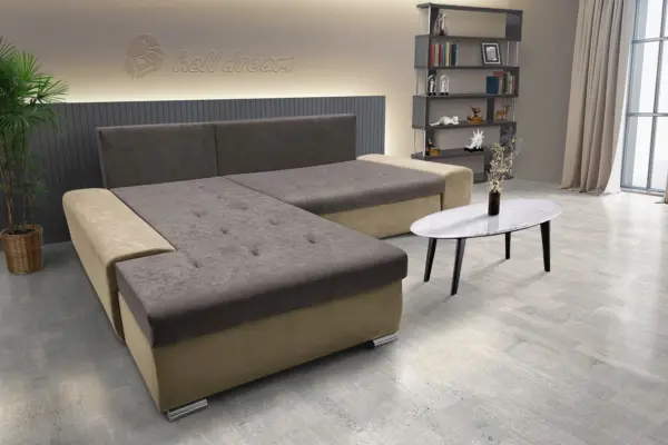 Wixy silver l alakú sarokkanapé ágyazható szafarisárga és taupe szürke színben csábító 2 méretben - image 3