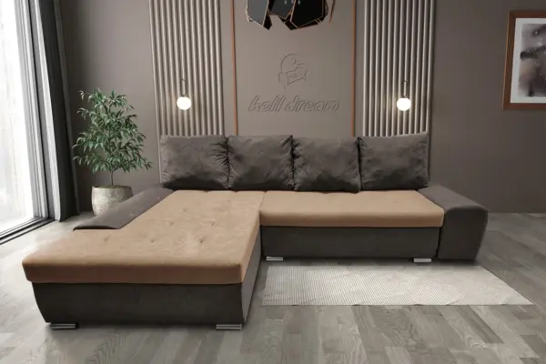 Wixy silver l alakú sarokkanapé ágyazható taupe szürke és halvány taupe színben