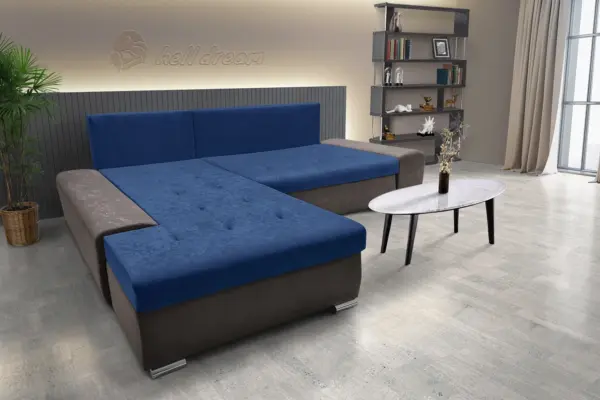 Wixy silver l alakú sarokkanapé ágyazható taupe szürke és mély búzavirágkék színben csábító 2 méretben - image 3