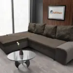 Wixy Silver L alakú sarokkanapé ágyazható taupe szürke és mély mályvabarna színben