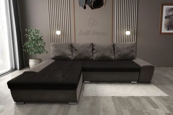 Wixy silver l alakú sarokkanapé ágyazható taupe szürke és sejtelmes fekete színben csábító 2 méretben - image 2