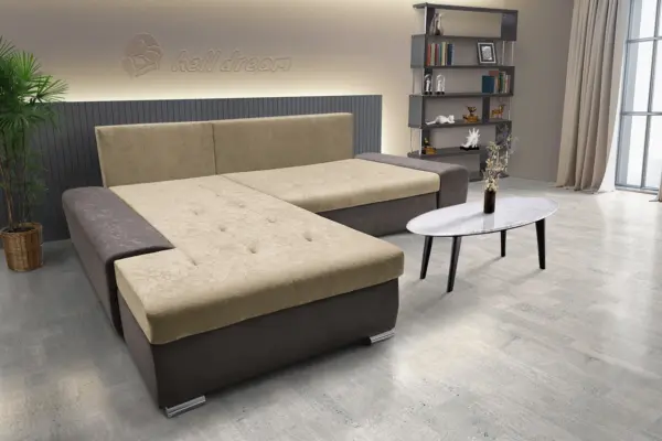 Wixy silver l alakú sarokkanapé ágyazható taupe szürke és szafarisárga színben csábító 2 méretben - image 3