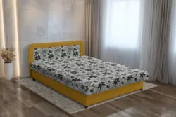 Jáva franciaágy őszarany és aroba mintás szövet