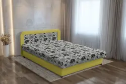 Jáva franciaágy őszi levélzöld és aroba mintás szövet