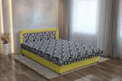 Jáva franciaágy őszi levélzöld és tosca mintás szövet