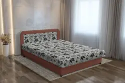 Jáva franciaágy toszkán vörös és aroba mintás szövet