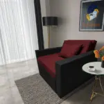 Mama ágyneműtartós fotelágy fekete ódon borvörös színben
