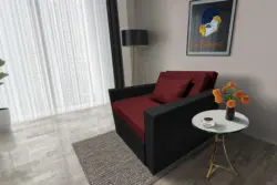 Mama ágyneműtartós fotelágy fekete ódon borvörös színben