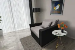 Mama ágyneműtartós fotelágy fekete szamárszürke színben